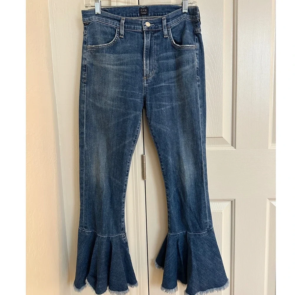 Citizens of Humanity Drew Flounce‎ High Rise Crop Flare Jeans - Size 28